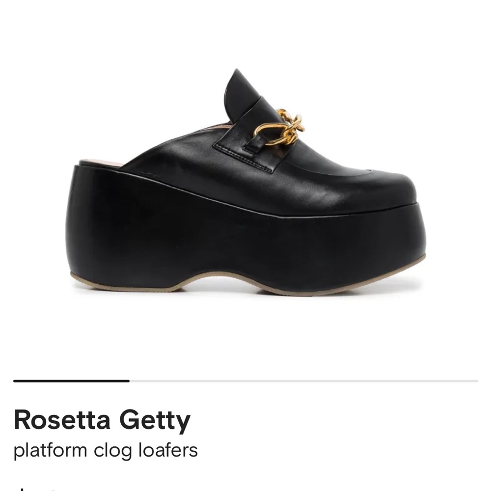 Rosetta Getty Black Platform Mules with Gold Accent